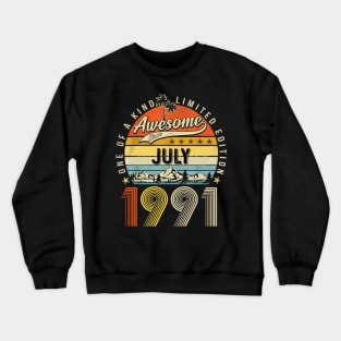 Awesome Since July 1991 Vintage 32nd Birthday Crewneck Sweatshirt